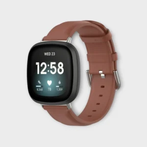 Fitbit Versa 4 Leather Strap Brown