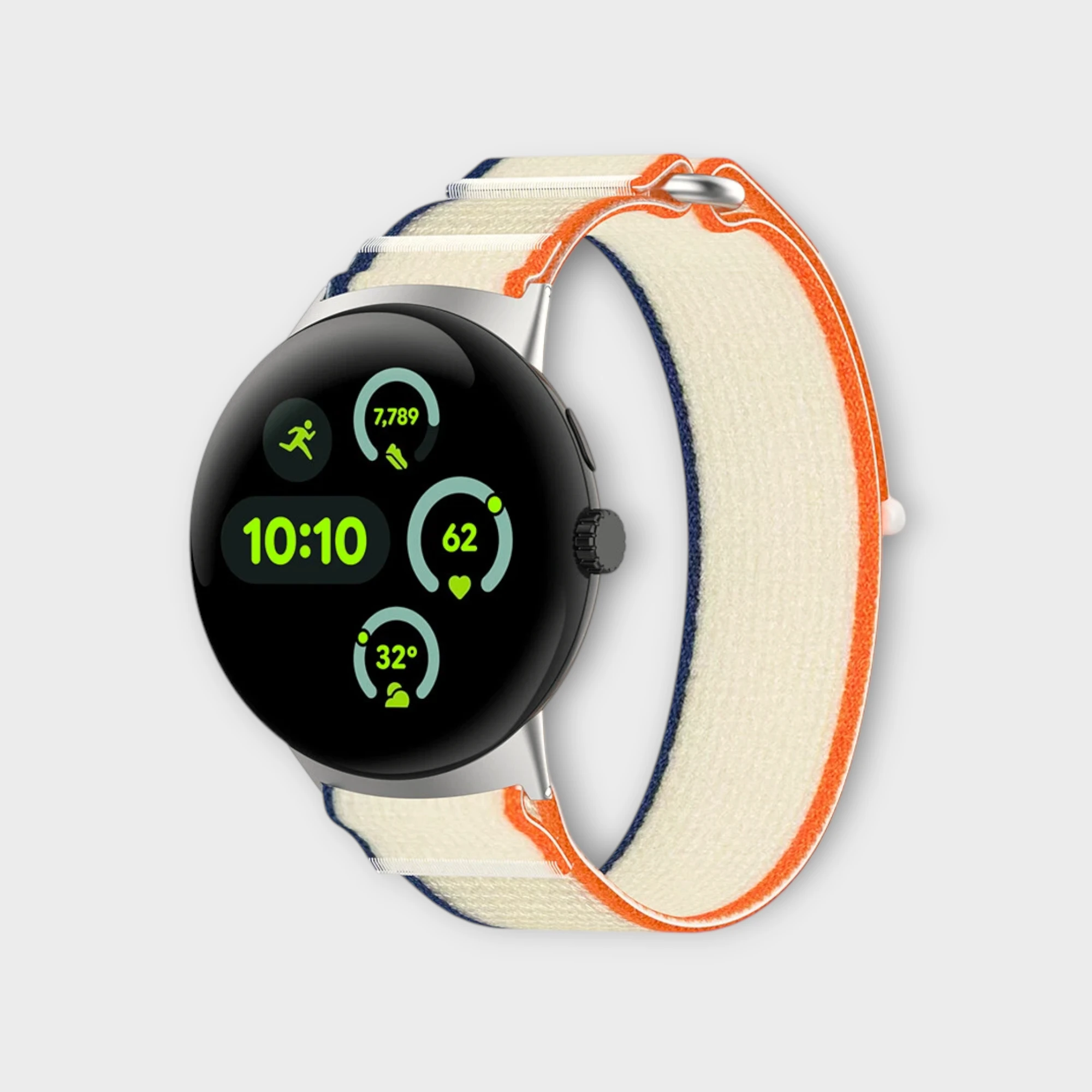 Google Pixel Watch Nylon Strap White Orange Blue
